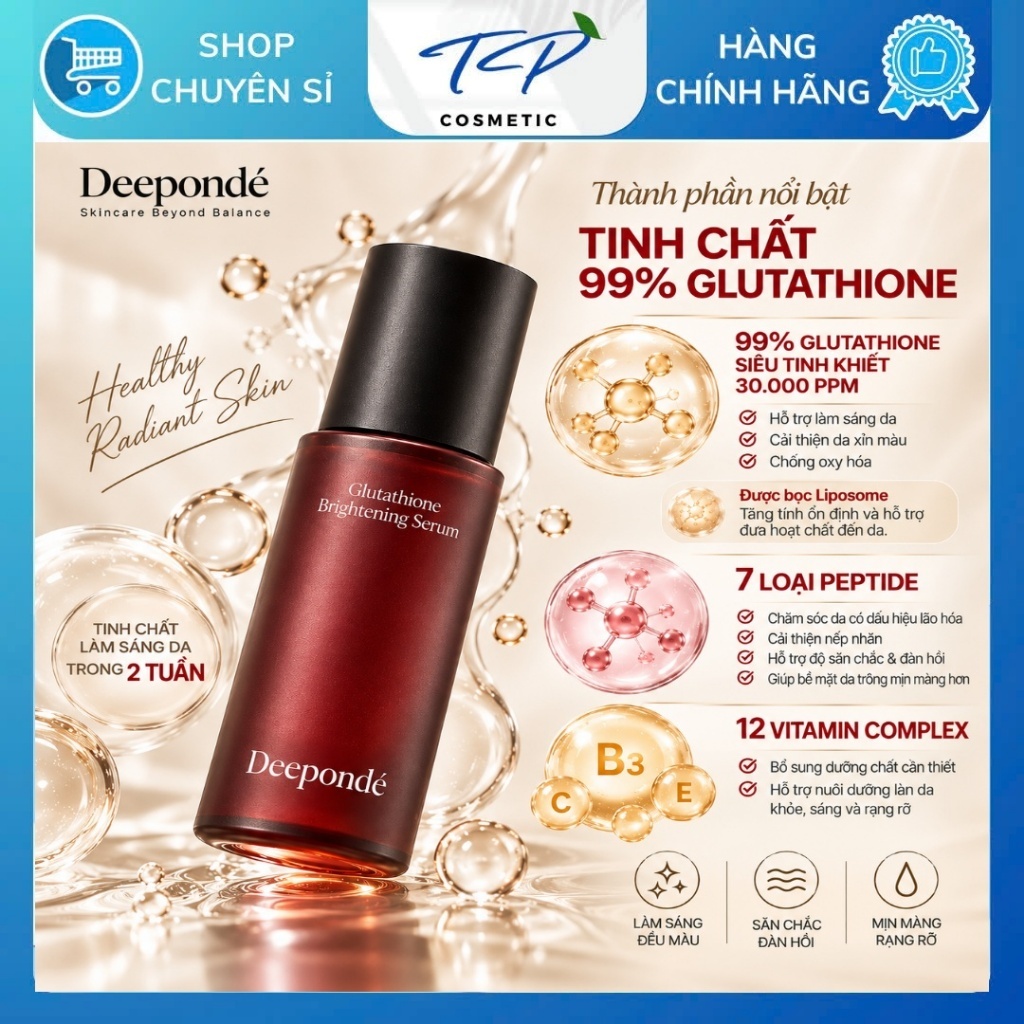 Serum Trẻ Hoá Phục Hồi Da Lão Hoá, Da Sạm Nám, LCL To Deepondé Glutathione Toning Ampoule Deeponde 30ml | BigBuy360 - bigbuy360.vn