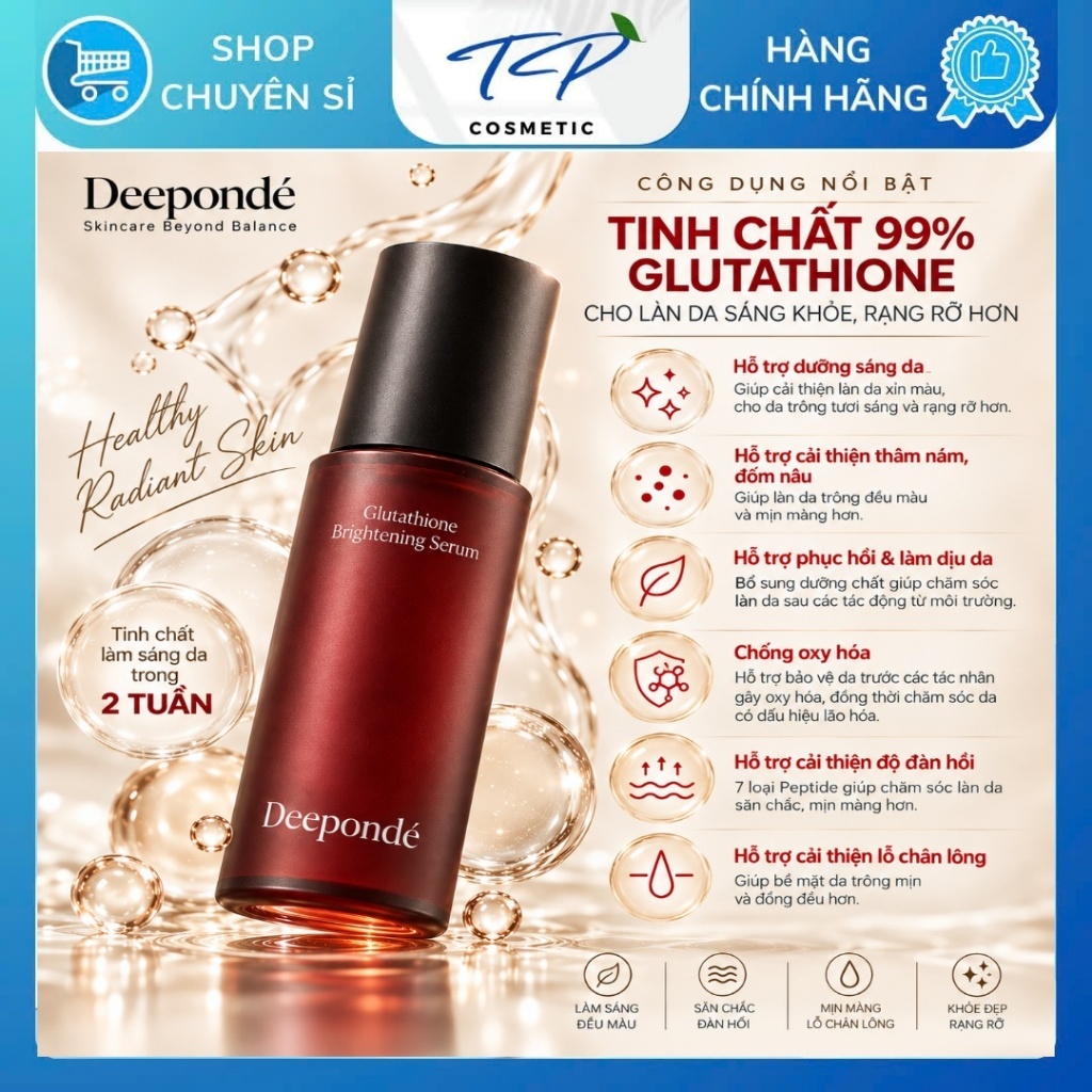 Serum Trẻ Hoá Phục Hồi Da Lão Hoá, Da Sạm Nám, LCL To Deepondé Glutathione Toning Ampoule Deeponde 30ml | BigBuy360 - bigbuy360.vn