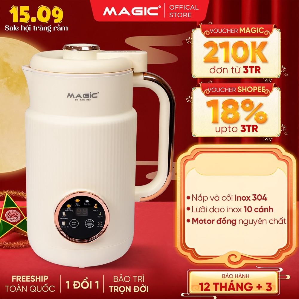 Máy Nấu Cháo Dinh Dưỡng Cho Bé Magic A-97 1.2L, Xay Đa Năng, Cối Inox 304, Dao 10 Cánh, 6 Chức Năng