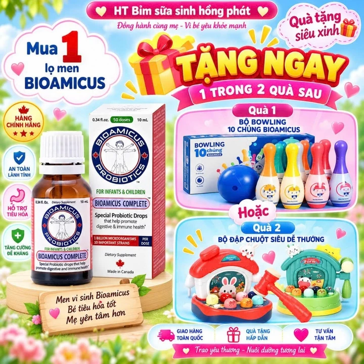 (Tặng quà cho bé) Men vi sinh 10 chủng BioAmicus Complete - Bổ sung lợi khuẩn cho đường ruột của bé
