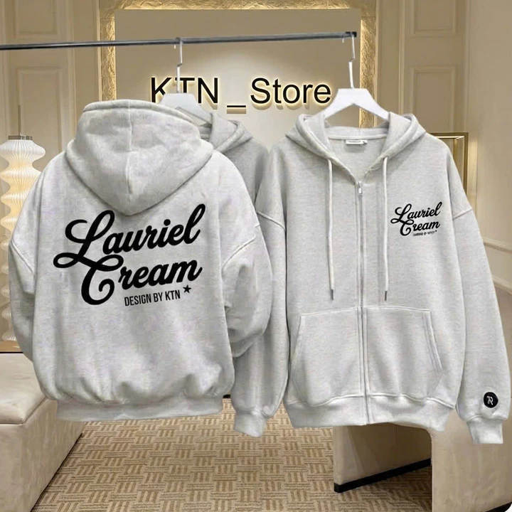 Áo Khoác Hoodie THu Đông Lauriel Cream Xám Tiêu Mỏng Nhẹ Unisex, Áo Chống Nắng Form Rộng In Sao Streetwear Nam Nữ 2026
