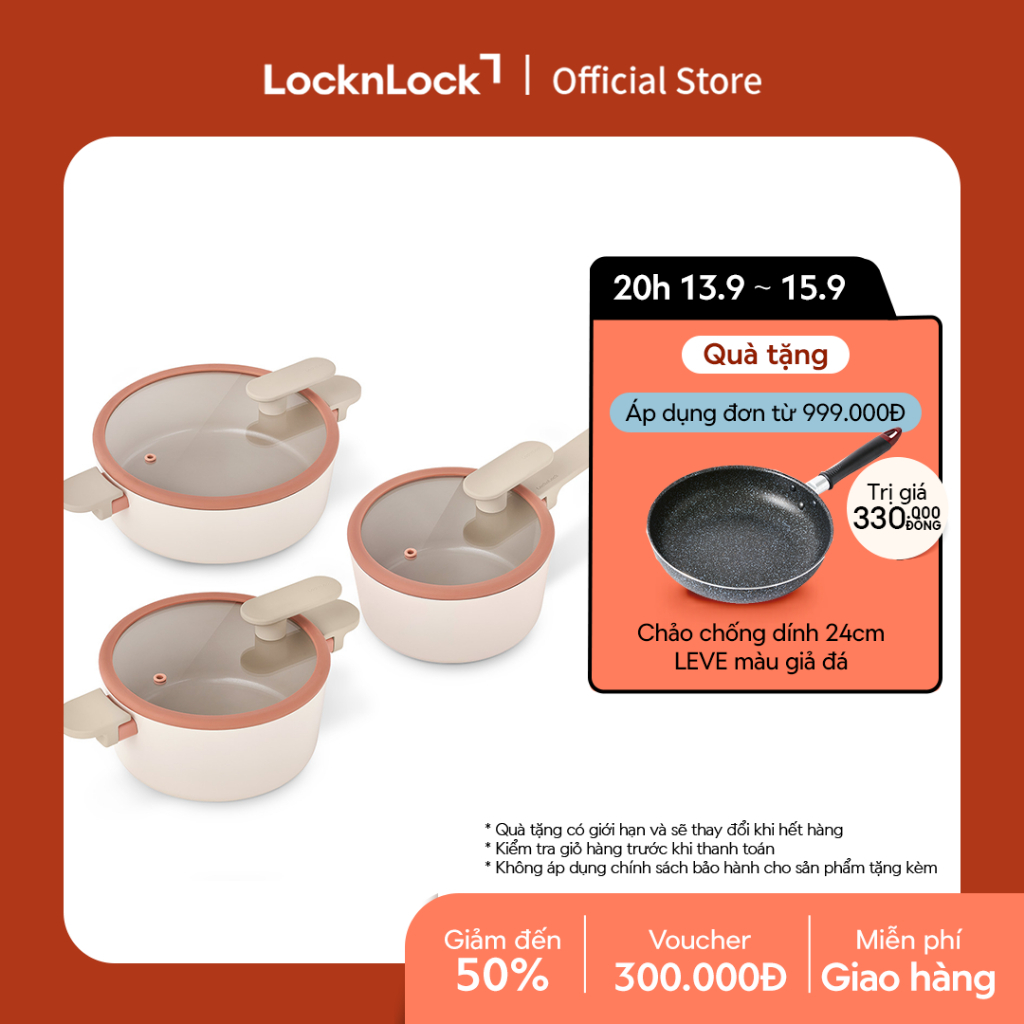 Nồi chống dính Suit Bric LocknLock pot dùng được bếp từ, bếp gas, bếp hồng ngoại và bếp điện