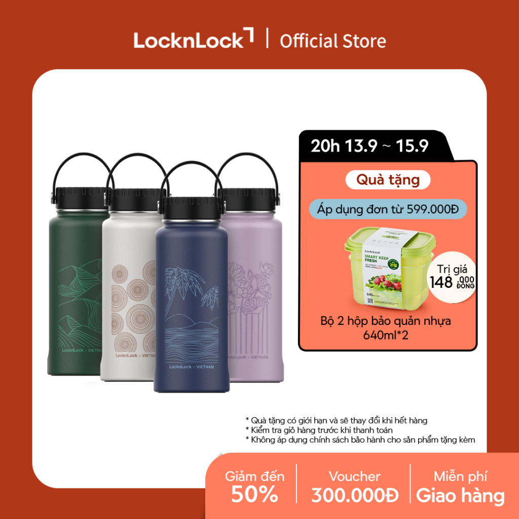 Bình giữ nhiệt Lock&Lock bằng thép không rỉ Riga Tumbler Vietnam Edition 897ml (4 phiên bản) LHC4160