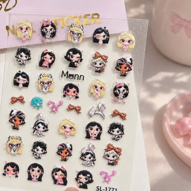 [ HỎA TỐC ] Sticker 5D Cô Gái Hoạt Hình Cute Trang Trí Ốp Điện Thoại, Nail, Laptop – Nhiều Mẫu hottrend |Sandwichphukien