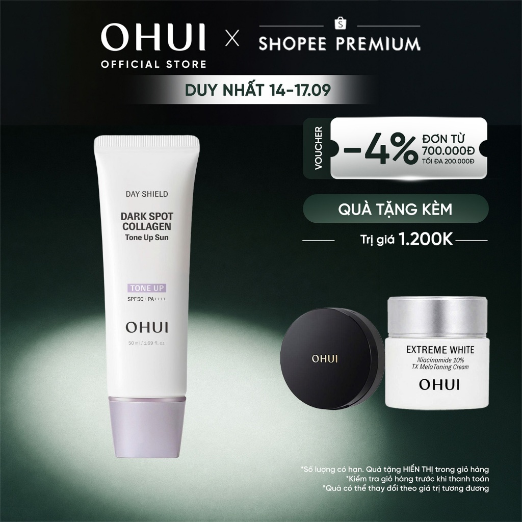 [OHUI Official] Kem chống nắng nâng tông che đốm thâm bổ sung Collagen Shield Dark Spot Collagen Tone Up Sun SPF50+ PA++