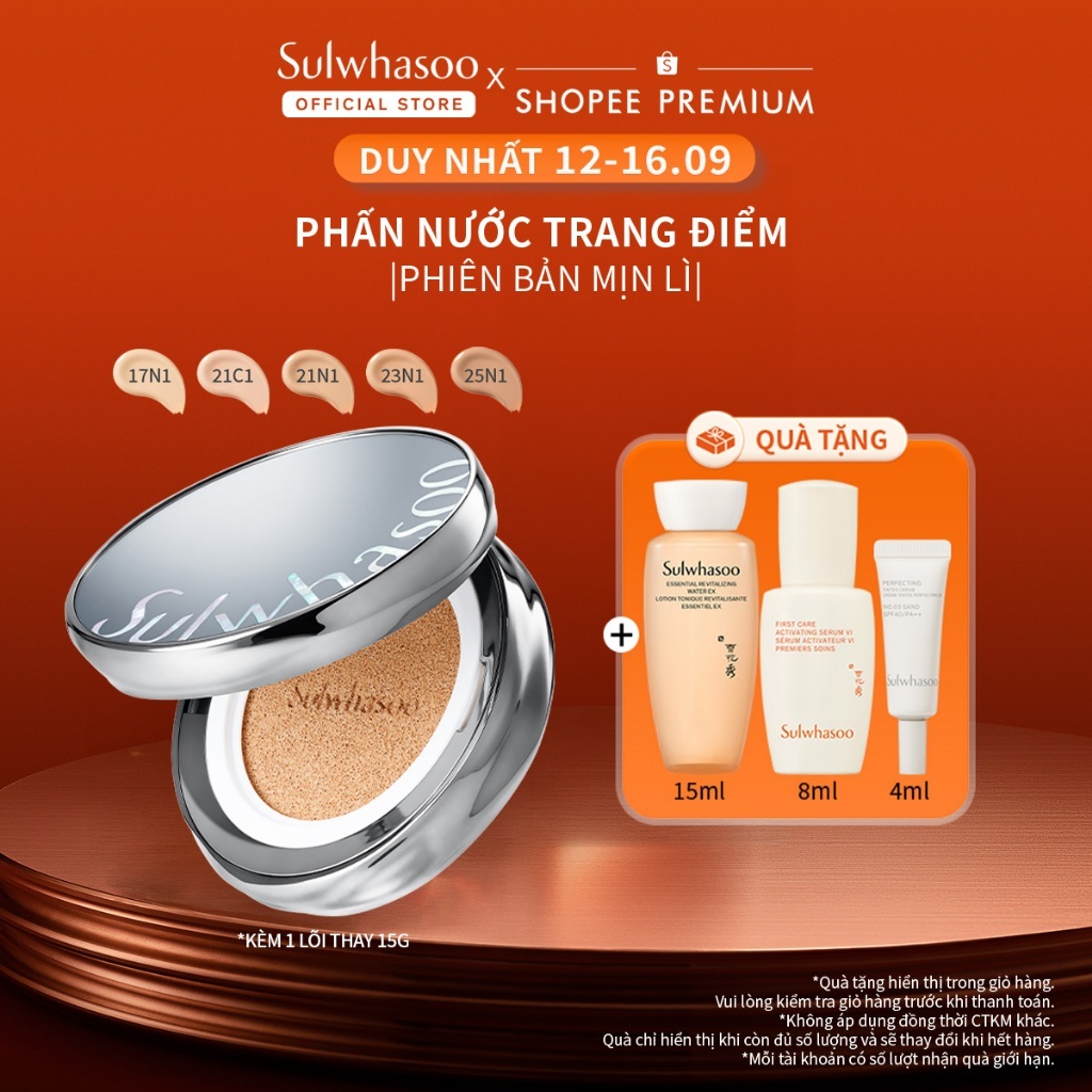 Phấn Nước Trang Điểm 15G - Kèm 1 Lõi Thay Thế 15G - Sulwhasoo Perfecting Cushion