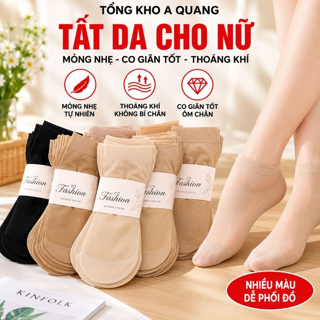 [COMBO 5 ĐÔI] Tất Nữ - vớ da siêu bền loại cao cấp co giãn cực tốt, bảo vệ bàn chân khỏi khô da_PK28_VODA