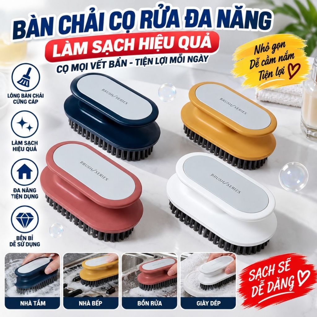 (COMBO 10) Bàn Chải Phòng Tắm , Bàn Chải Lông Mềm Mại , Giặt Đồ , Chà Sàn Tiện Dụng Phong Cách Bắc Âu Sợi Cao Cấp- 33