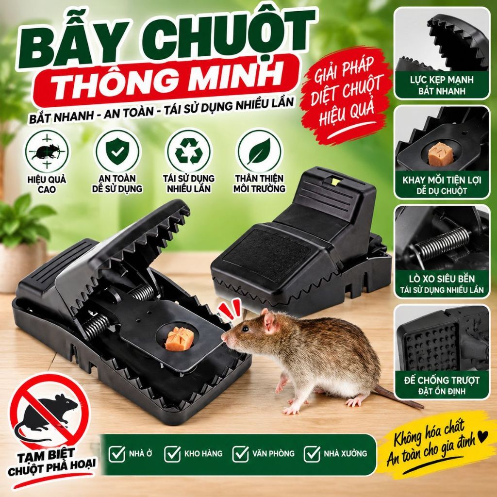 [COMBO 10] DỤNG CỤ BẪY CHUỘT THÔNG MINH, BẪY CHUỘT ĐEN THÔNG MINH - MA:BAYCHUOT985