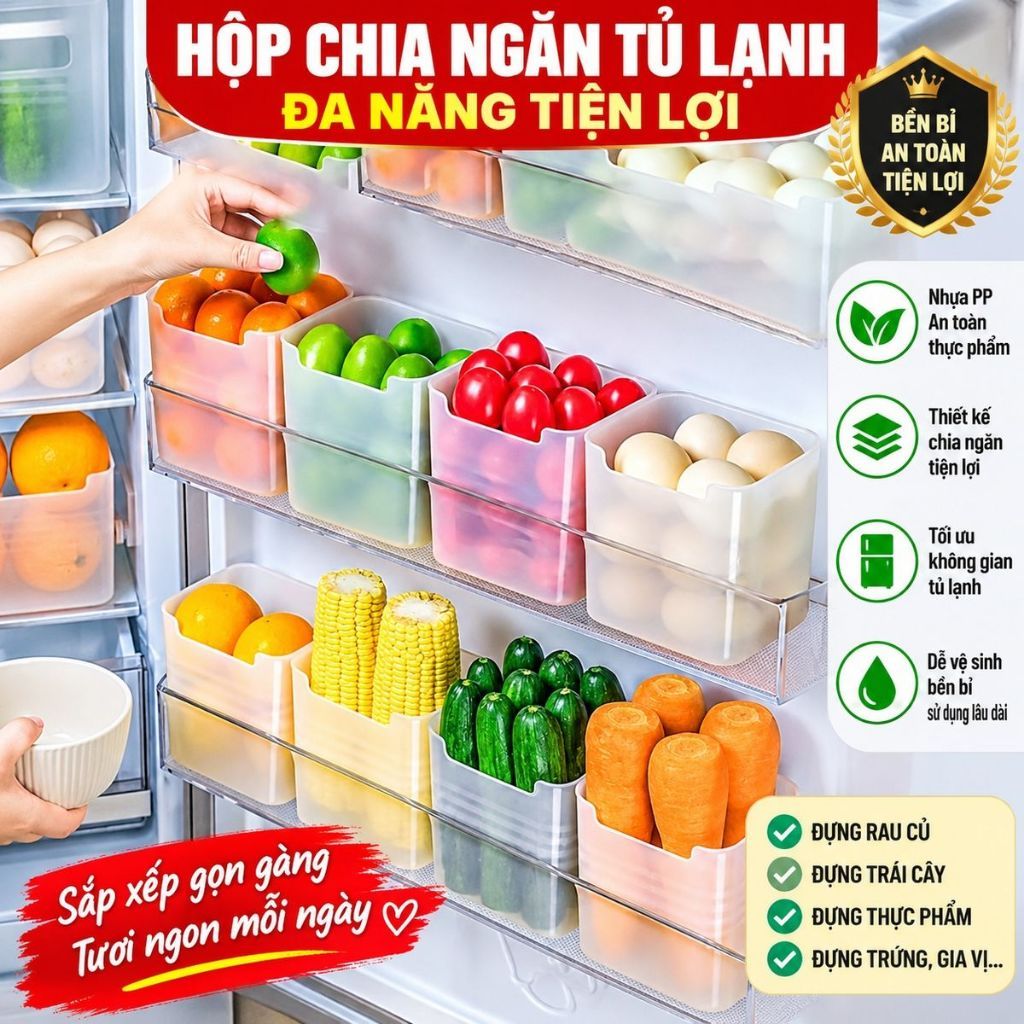 [COMBO 10] HỘP NHỰA (Q12) ĐỰNG THỰC PHẨM, ĐỒ ĂN, RAU CỦ ĐỂ CÁNH CỬA TỦ LẠNH ĐA NĂNG TIỆN LỢI