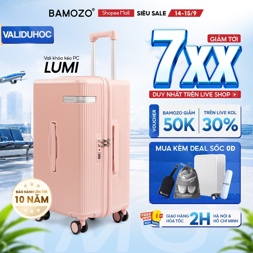 [DEAL HOT] Vali Thời Trang B Bamozo Lumispace Du Lịch Tiện Ích 3IN1 Bề Mặt Chống Xước Giữ Màu Siêu Bền_LUMI