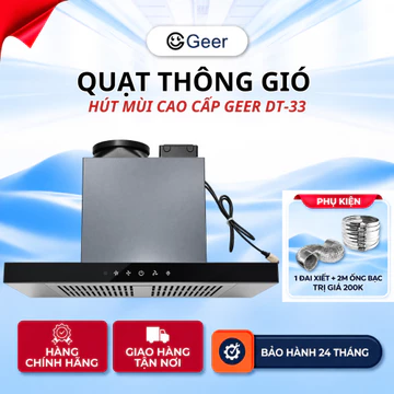 Quạt thông gió hút mùi nhà bếp GEER DT-33 110W, hút khói, dầu mỡ, mùi thức ăn, hơi nóng, thoát khí bếp hiệu quả