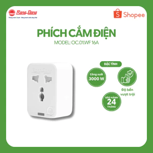 Ổ cắm Wifi Rạng Đông Điều khiển và hẹn giờ từ xa qua điện thoại OC.01.WF 16A
