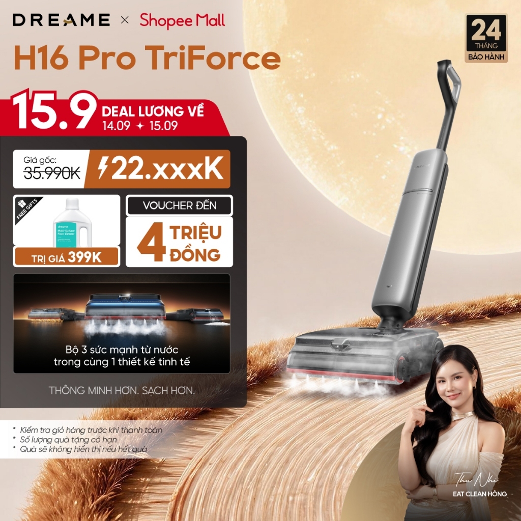 Dreame H16 Pro Triforce Máy hút bụi lau sàn hơi nước 200ºC | giặt nóng 95°C | lau sàn với bọt chuyên sâu | BH 24 tháng