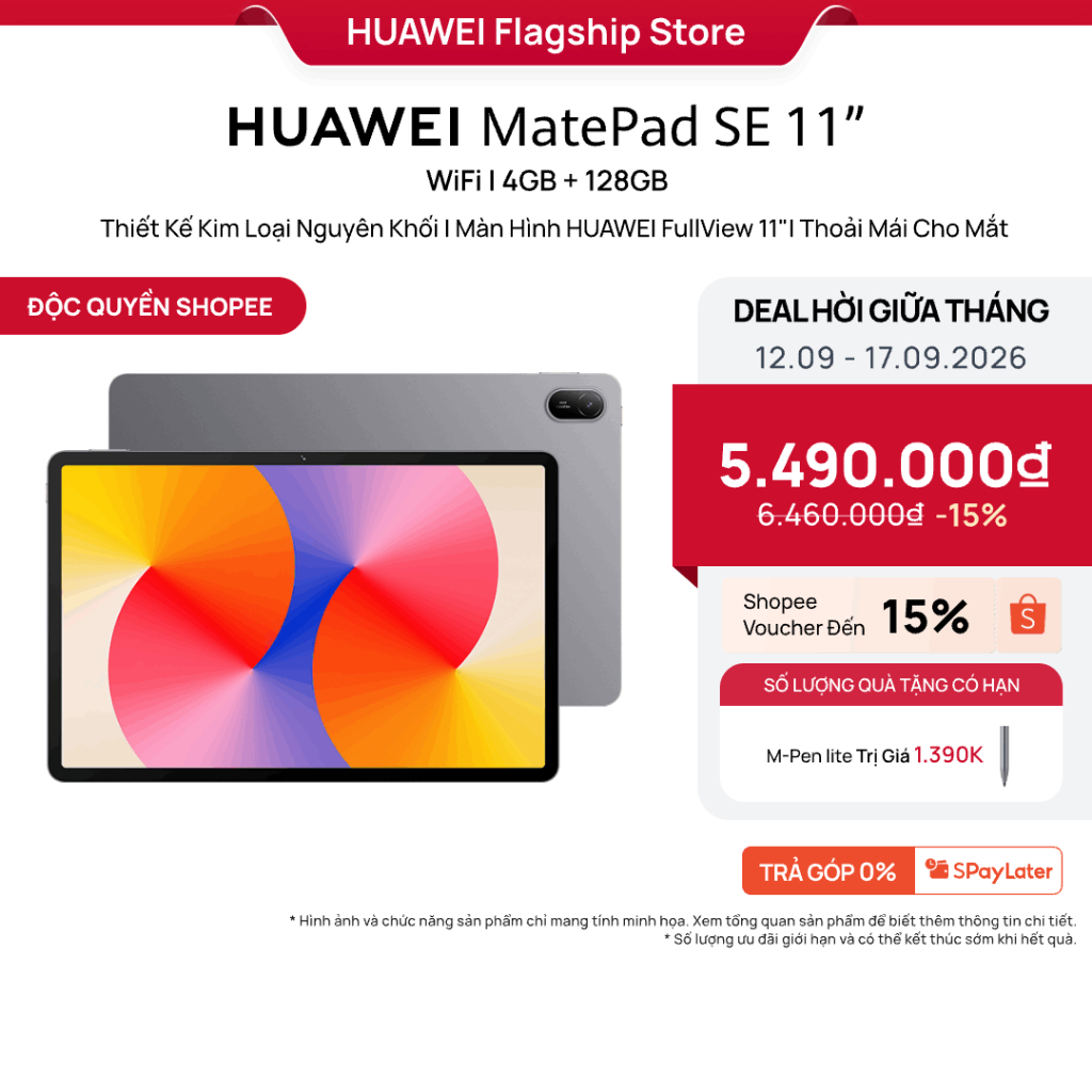 Máy tính bảng HUAWEI MatePad SE 11”| Thiết Kế Kim Loại Nguyên Khối||Màn Hình HUAWEI FullView 11" Thoải Mái Cho Mắt