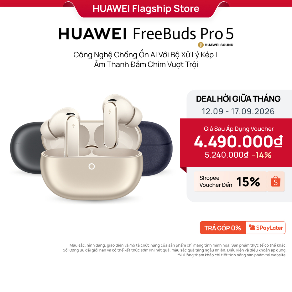 Tai Nghe HUAWEI FreeBuds Pro 5 | Công Nghệ Chống Ồn AI Với Bộ Xử Lý Kép | Âm Thanh Đắm Chìm Vượt Trội