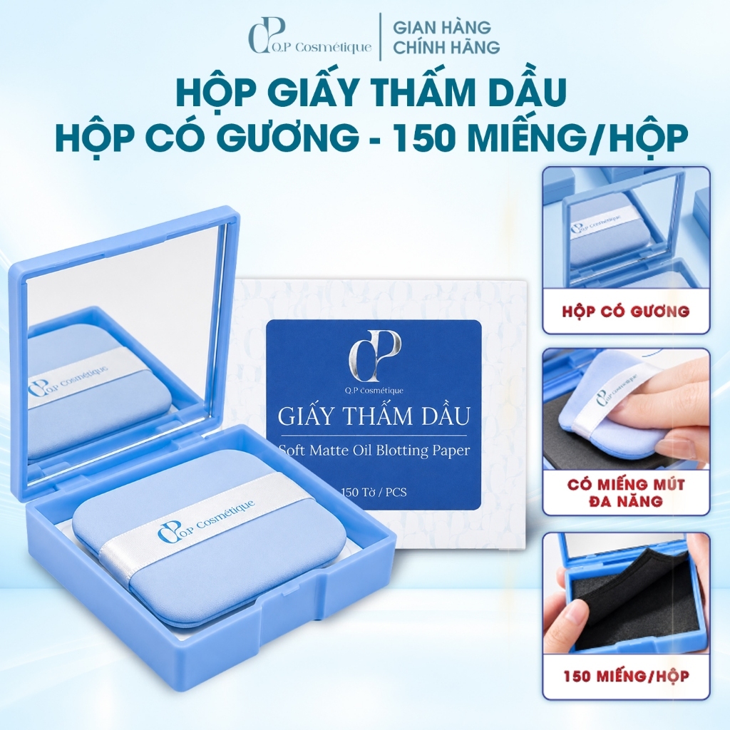 Giấy Thấm Dầu Q.P Cosmétique 150 Tờ Thấm Hút Dầu Thừa Hiệu Quả, Tiện Lợi Mang Theo