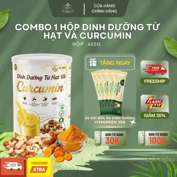 (Tặng 5 gói Bữa ăn dưỡng 25g) Sữa Hạt Dinh Dưỡng Curcumin - Sữa Hạt Nghệ Tăng Đề Kháng – Đẹp Da – Hỗ Trợ Tiêu Hóa 400g