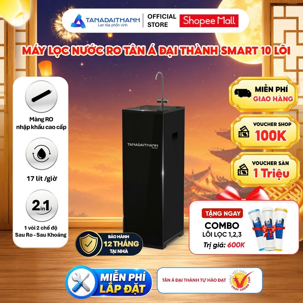 [GIAO LẮP TOÀN QUỐC] Máy lọc RO Smart Tân Á Đại Thành 10 Lõi Cho Nguồn Nước Tinh Khiết Và Giàu Khoáng Chất