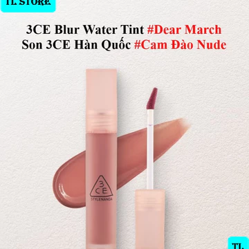 Son Kem Lì 3CE Hàn Quốc Mềm Mịn Môi Lâu Trôi Màu #Cam Đào Nude 3CE Blur Water Tint #Dear March 4.6g