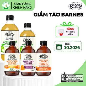 [CHÍNH HÃNG] Giấm Táo Hữu Cơ Barnes Naturals Có Giấm Cái-Giảm Cân Ăn Kiêng Eatclean [Tặng Cốc đong]