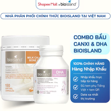 [COMBO BẦU] Milk Canxi BoneCare Và DHA Bầu Bioisland Cho Mẹ Bầu Chắc Khỏe Xương - Thai Nhi Phát Triển Trí Não Toàn Diện
