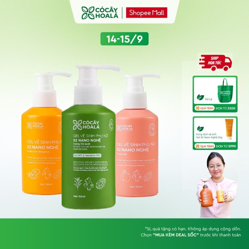 [HỎA TỐC] [LIVE KOL] Dung Dịch Vệ Sinh Cỏ Cây Hoa Lá Gel x2 Nano Nghệ Phiên Bản Mới 150ml