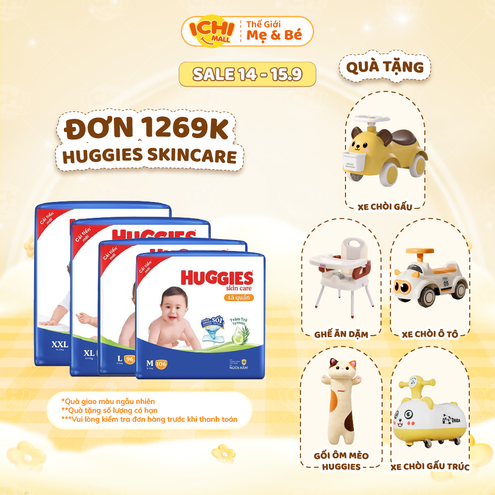 [SIÊU NHIỀU MIẾNG] Tã quần Huggies Tràm Trà Tự Nhiên SKINCARE Pants Mega Jumbo M106/L104/XL88/XXL80 _Ichimall