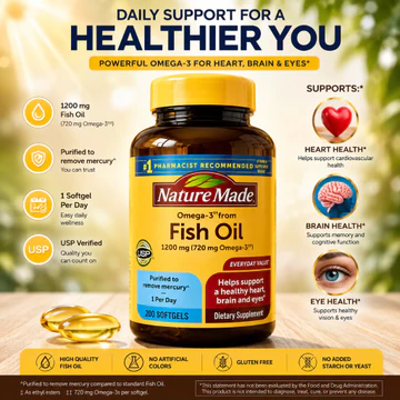 Nature Made Fish Oil 1200mg （720mg Omega-3 ）200 Viên