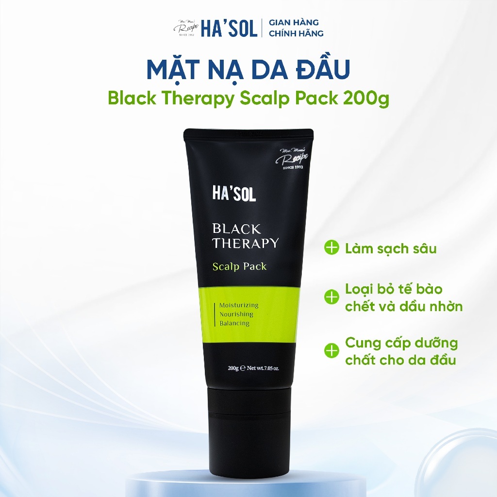 Mặt Nạ Da Đầu Ha'sol Black Therapy Scalp Pack – Tẩy Tế Bào Chết & Nuôi Dưỡng Nang Tóc Khoẻ Mạnh 200g