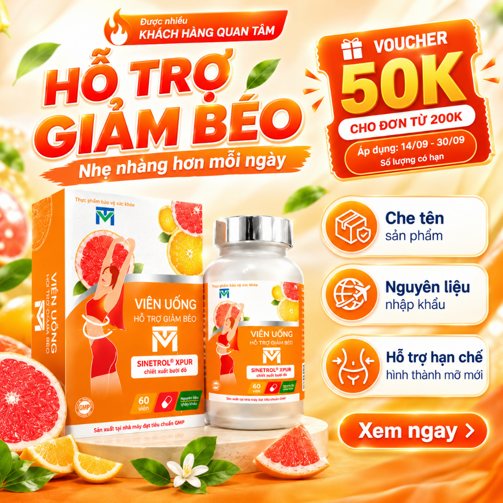 Viên uống hỗ trợ giảm béo VTM, hỗ trợ trong quá trình đốt mỡ giữ cơ - Lọ 60 viên