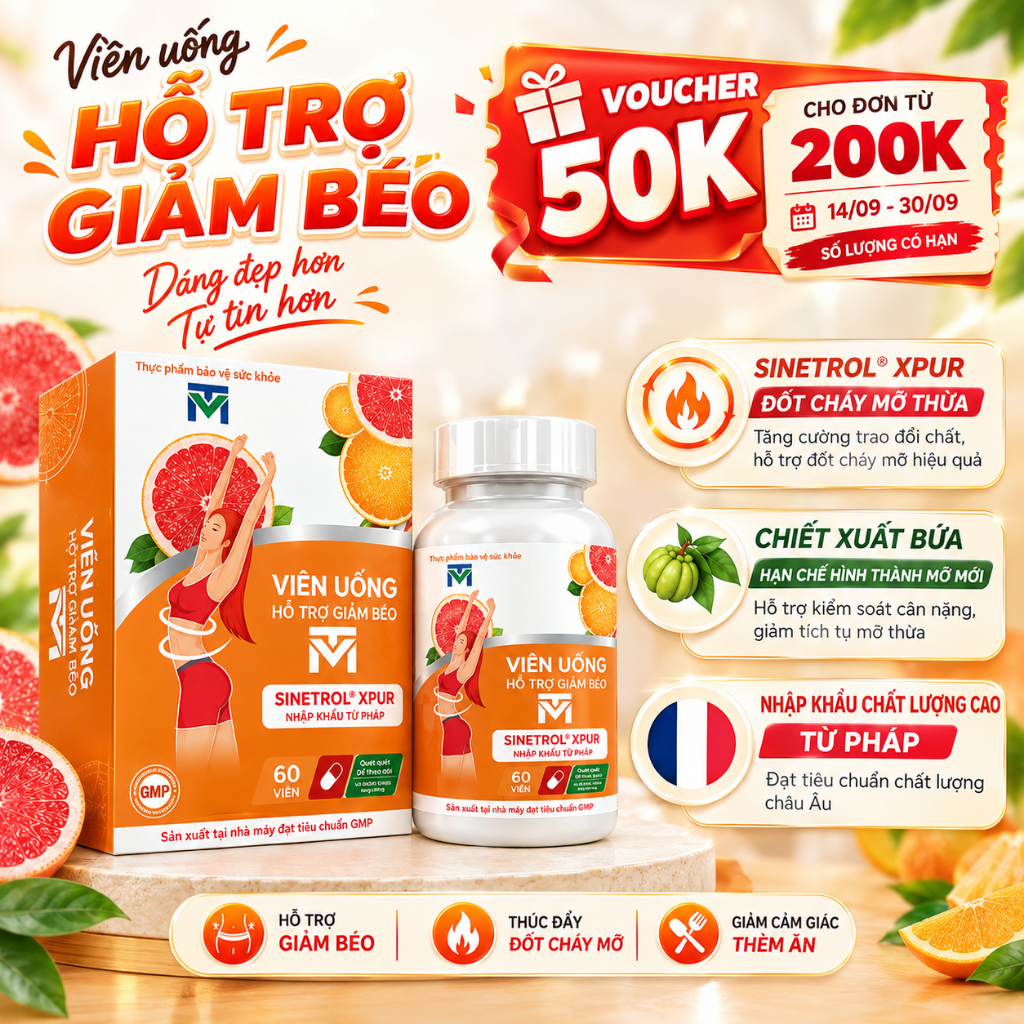 Viên uống hỗ trợ giảm béo VTM - hỗ trợ giảm cân an toàn hiệu quả - Lọ 60 viên