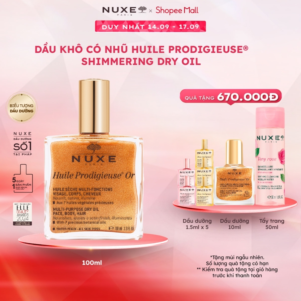 Dầu dưỡng khô đa năng có nhũ Nuxe Huile Prodigieuse Shimmering Dry Oil 100ml