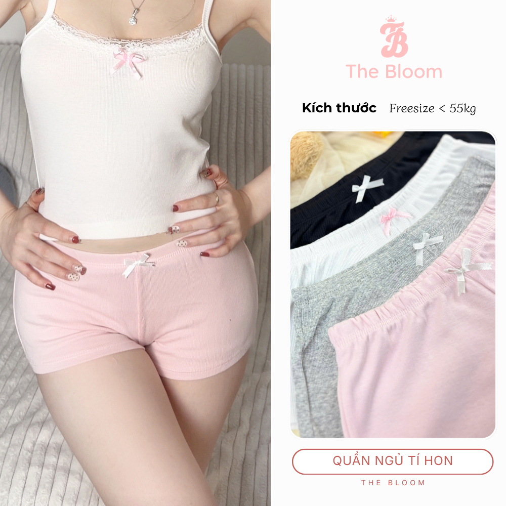 Combo 2 quần thun mặc nhà dễ thương, quần đùi thun cạp thấp chất thun bogen THE BLOOM | Q009