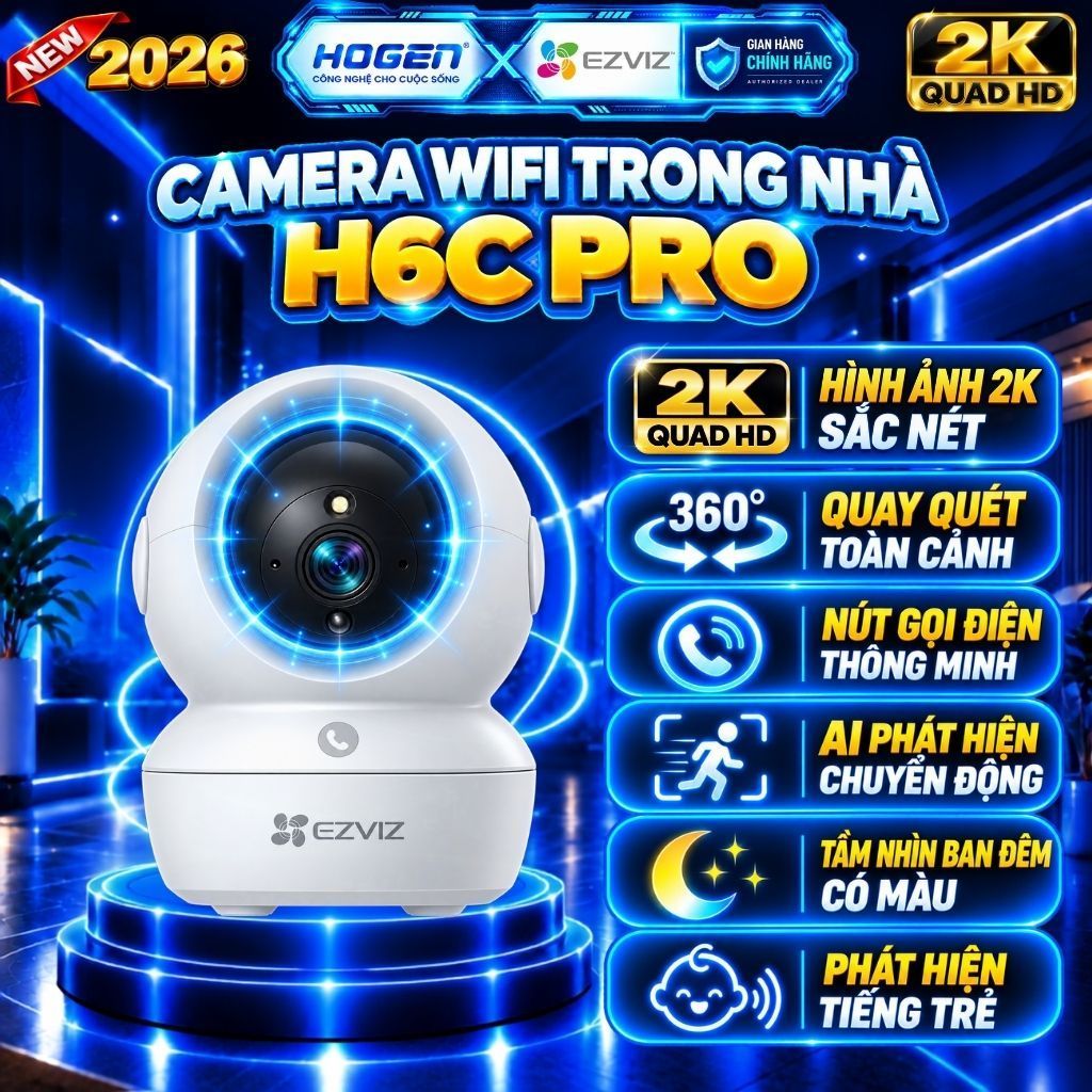 Camera Wifi Trong Nhà Ezviz Xoay 360 C6N,H6C PRO, H7C 3K/2K/1080 FULL HD - Bảo Hành Chính Hãng 24TH