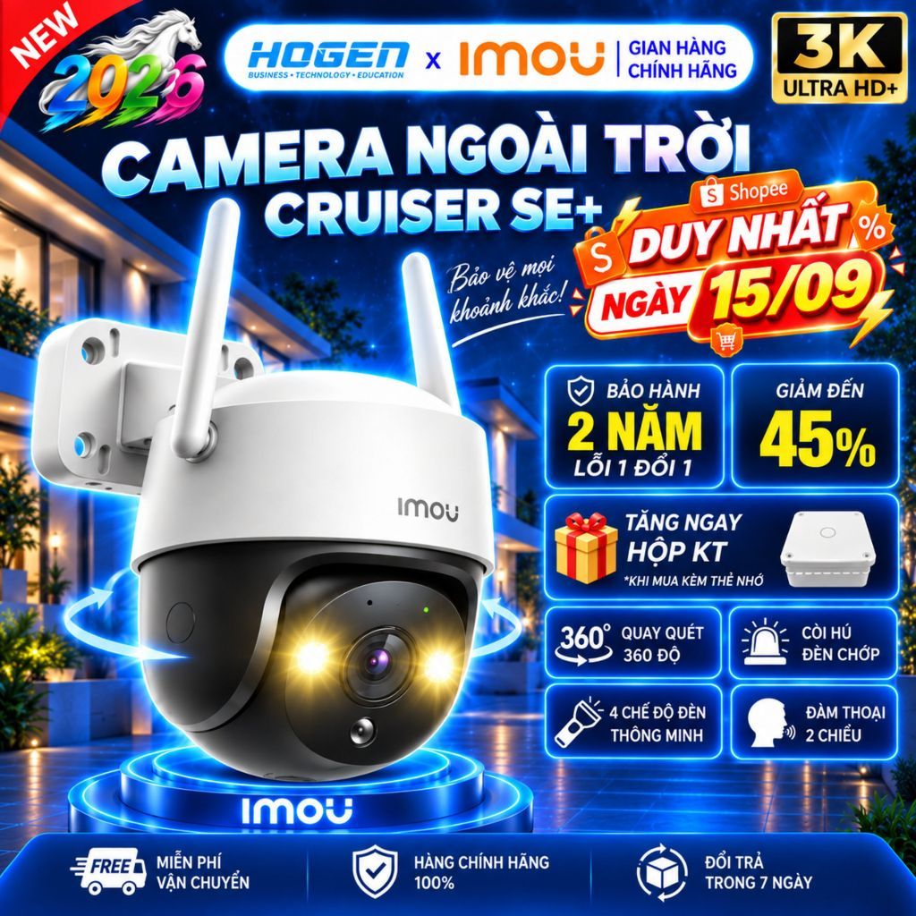 Camera Wifi Ngoài Trời IMOU Cruiser SE+ 2K/3K – Full Color, Quay Quét 360°, Còi Hú Đèn Chớp, BH 24TH