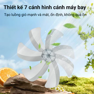 Quạt Đứng GRODA 7 Cánh Tích Hợp Công Nghệ Ion Âm Diệt Khuẩn Có Remote Điều Khiển Từ Xa Màn Hình LED Thông Minh