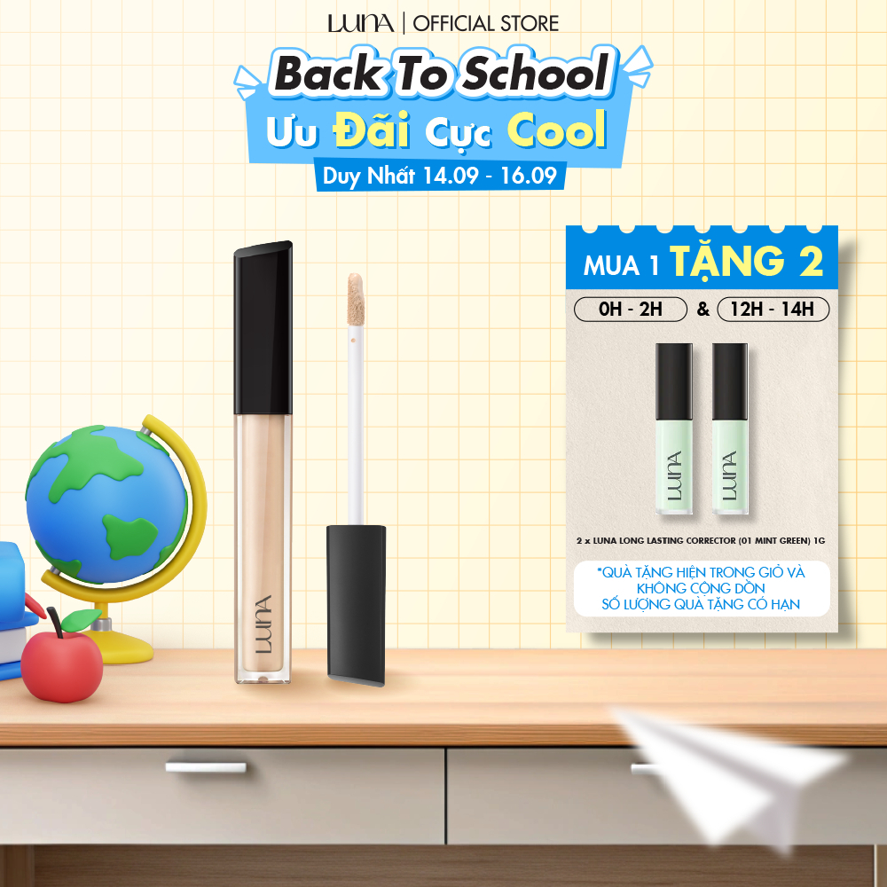 Kem che khuyết điểm lâu trôi Luna LongLasting Tip Concealer Cover-Fit hoàn hảo tự nhiên 7.5g