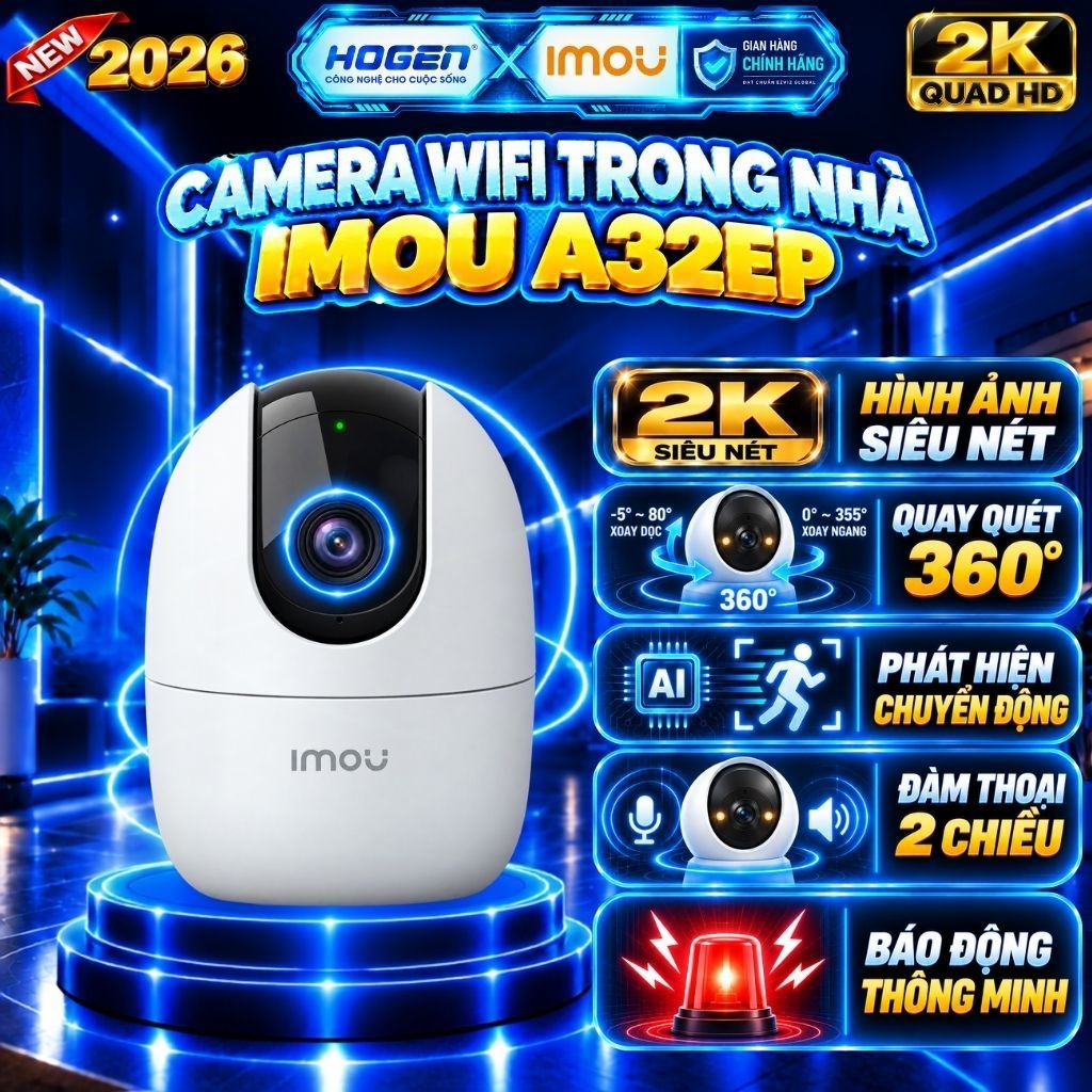Camera IMOU trong nhà A52P A32EP Ranger Mini - Xoay 360 độ, Đàm Thoại 2 chiều, Chip AI - BH 24 Tháng