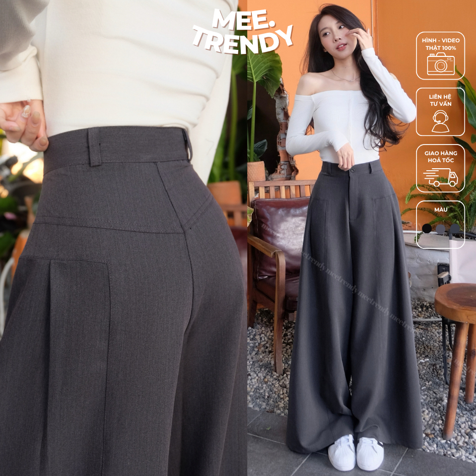 Quần xếp ly đánh hông ống váy (37-38cm) siêu tôn dáng Meetrendy [Q0011]