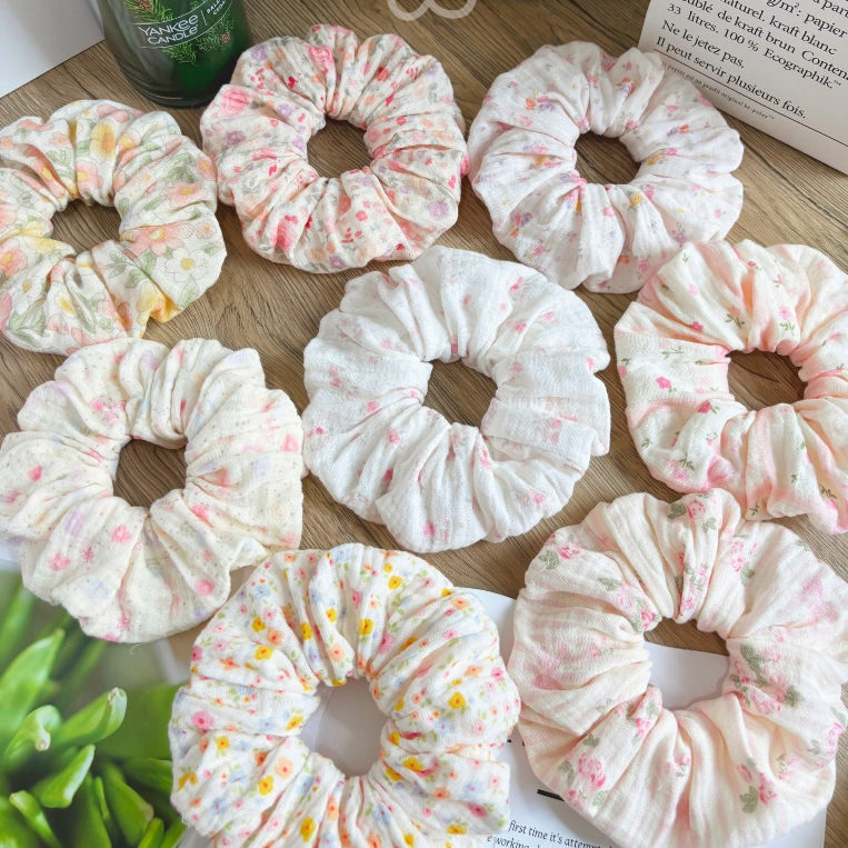 [SIÊU TO] Scrunchies Set Cột Tóc Vải Xô Muslin Hoạ Nhí Mới Xinh Xắn Dễ Thương Phồng To | BigBuy360 - bigbuy360.vn