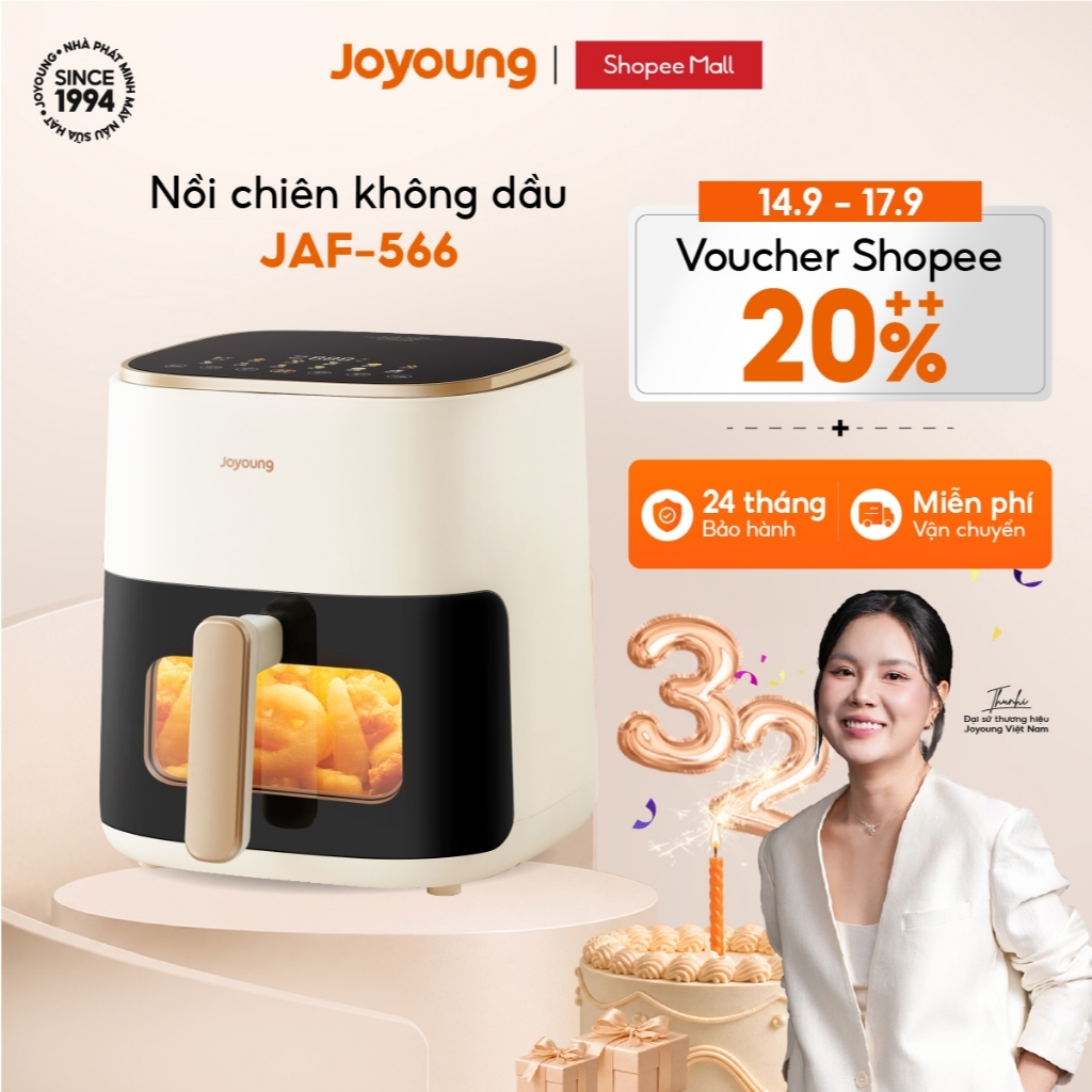 Nồi chiên không dầu 5L Joyoung JAF-566 | Công suất 1500W | Điều khiển cảm ứng