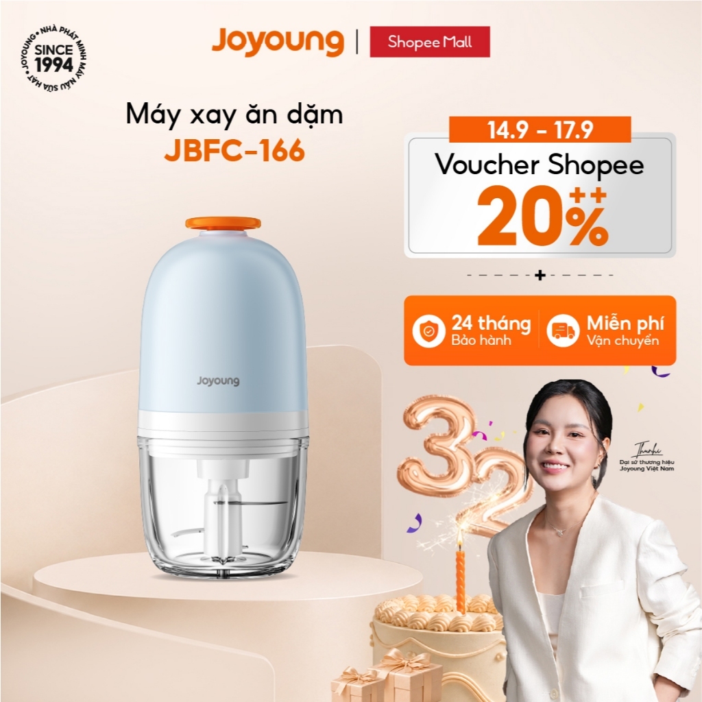 Máy xay thức ăn dặm 0.3L Joyoung JBFC-166 | Lưỡi dao 6 cánh | Công suất 200W