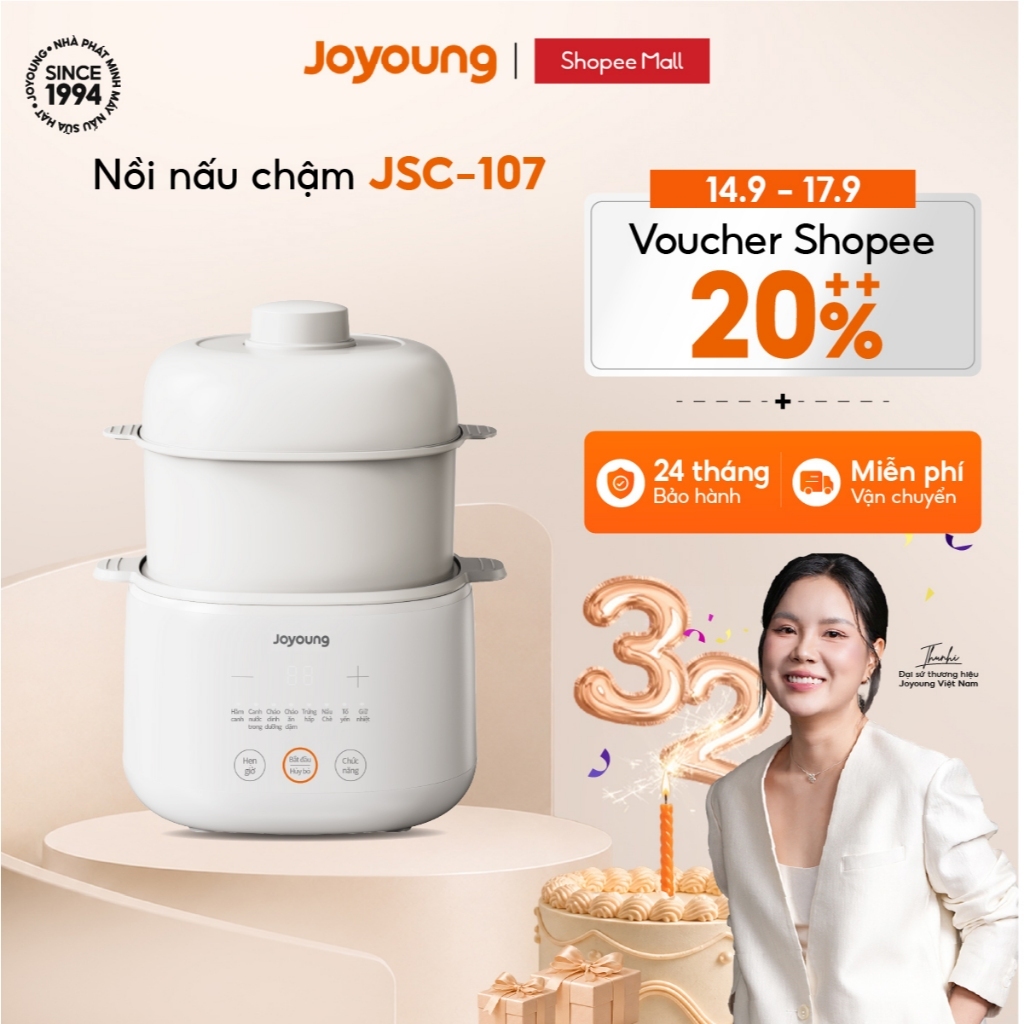 Nồi nấu chậm Joyoung JSC-107 (1L 1 thố sứ) / JSC-187 (1.8L 3 thố sứ)