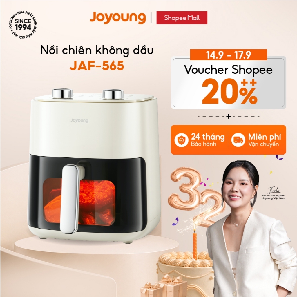 Nồi chiên không dầu 5L Joyoung JAF-565 | Công suất 1500W | Điều khiển núm xoay