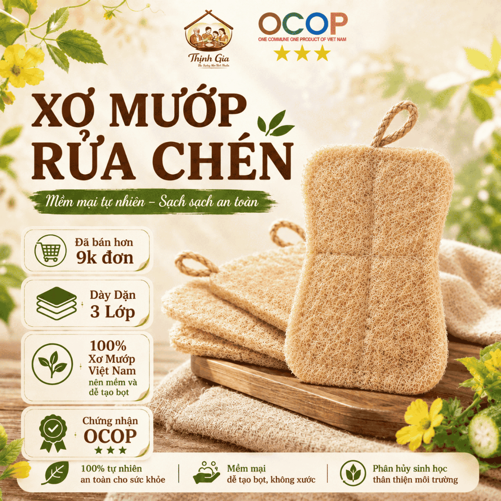 Xơ Mướp Rửa Chén Bát, Xoong Nồi An Toàn Cho Da Tay Thân Thiện Môi Trường, Rửa Chén Bát , Chảo Chống Dính Không Trầy Xước