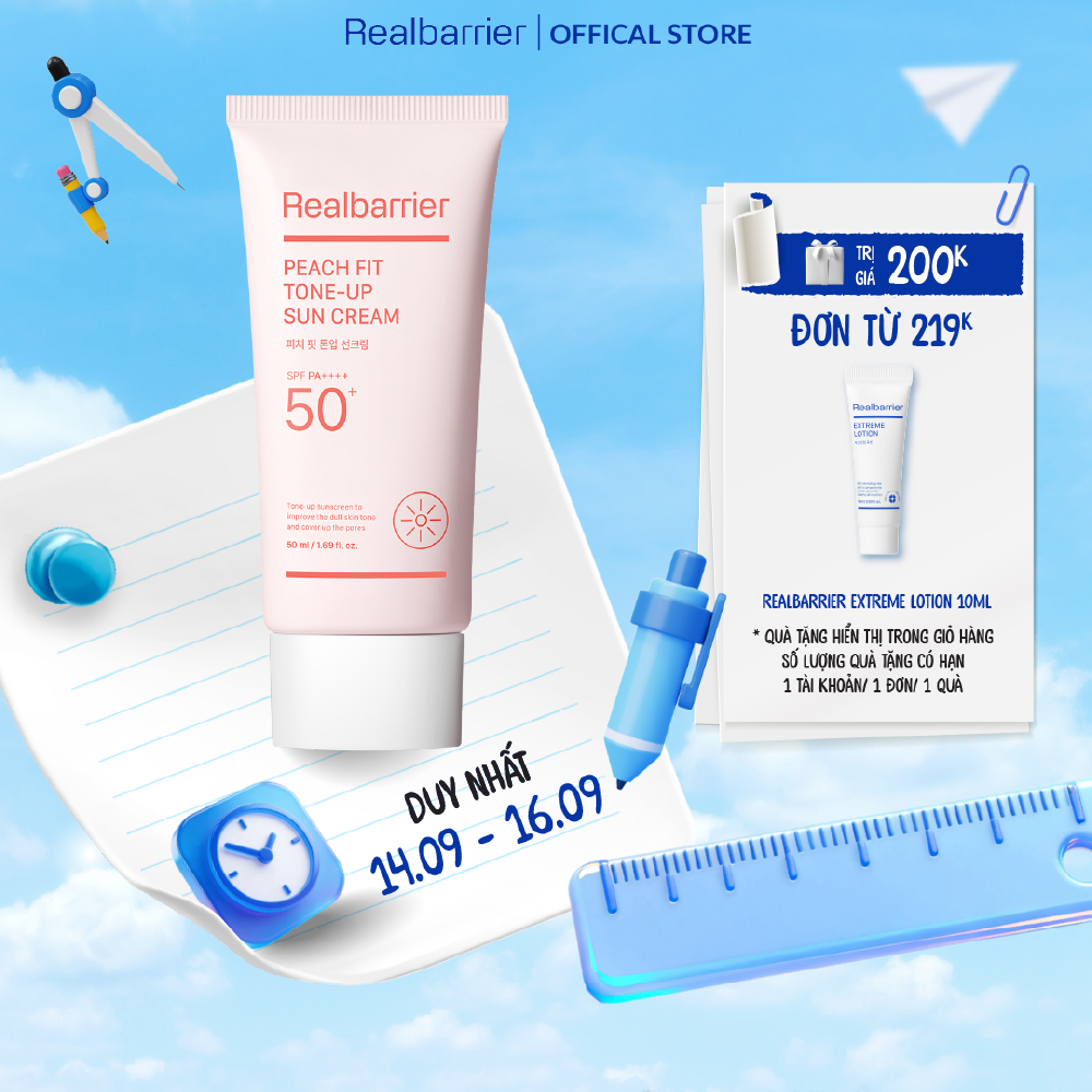 Kem chống nắng nâng tông Real Barrier Peach Fit Tone-Up Sun Cream SPF50+ PA++++ 50ml