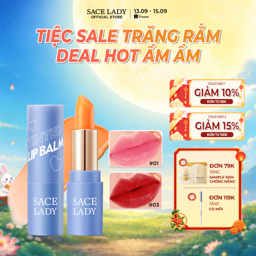 Son Dưỡng Môi SACE LADY  Thay đổi Dưỡng ẩm Nhiệt độ Son Môi Siêu Dính 3.5g