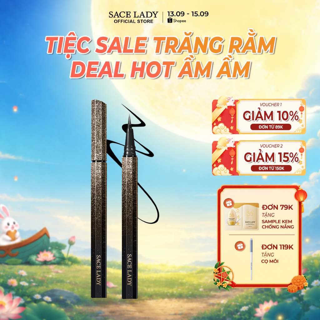 Bút Kẻ Mắt SACE LADY Dạng Lỏng Chống Thấm Nước Lâu Trôi Dành Cho Người Mới Bắt Dầu 0.7g