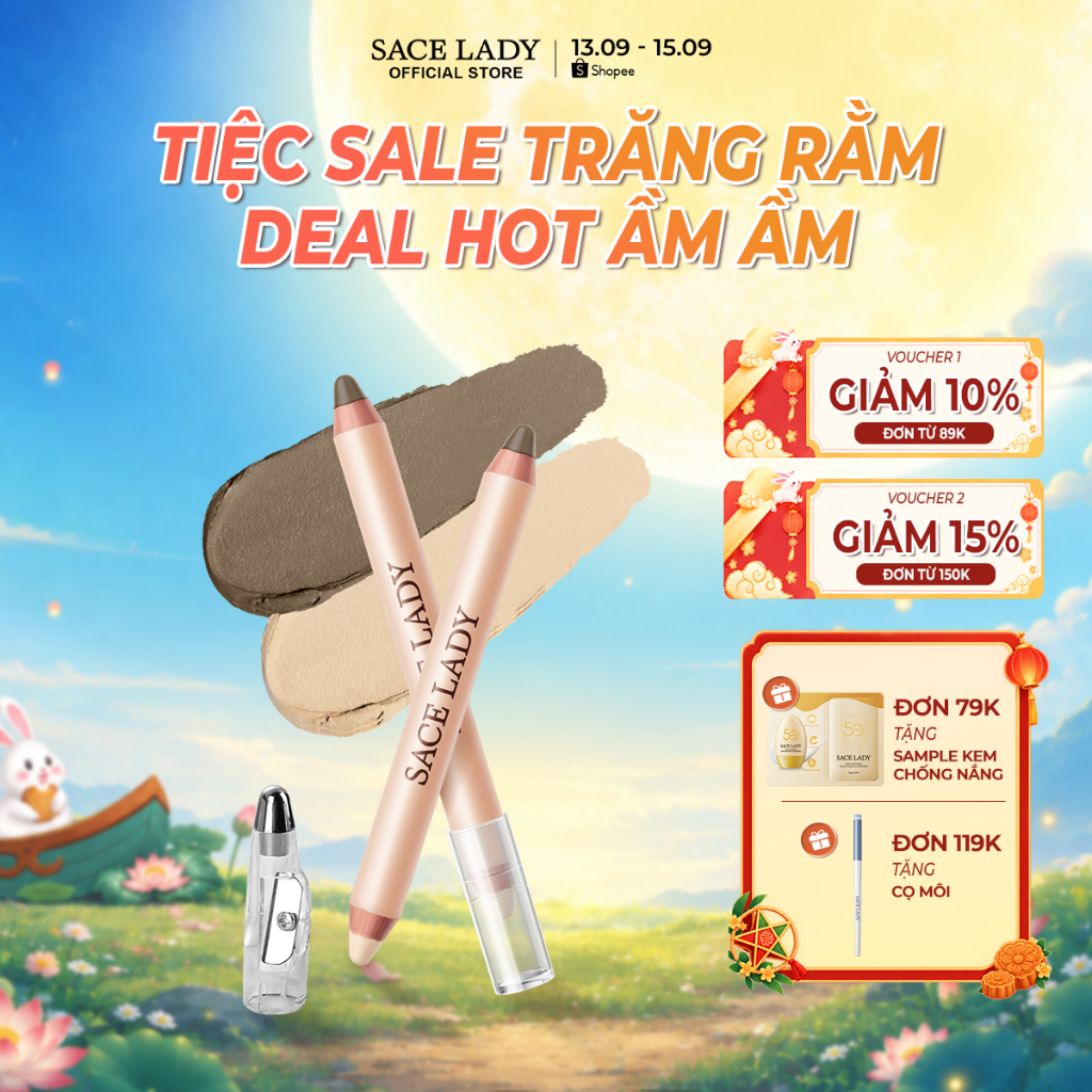 Bút Tạo Khối 2 Đầu SACE LADY – Contour & Highlight Mịn Lì, Tán Dễ, Tạo Khối Tự Nhiên 3.2g
